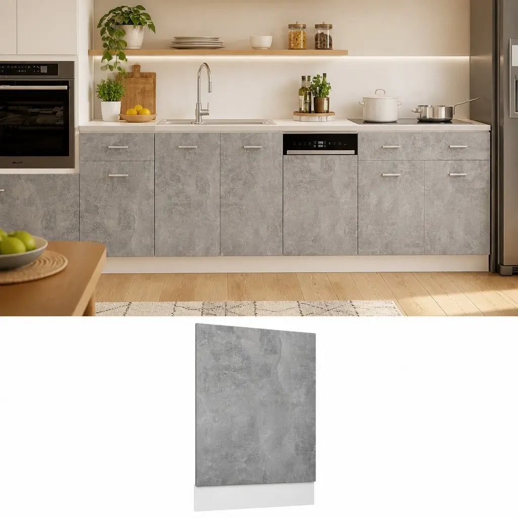 Grey Dishwasher Panel 45x3x67cm for Kitchen