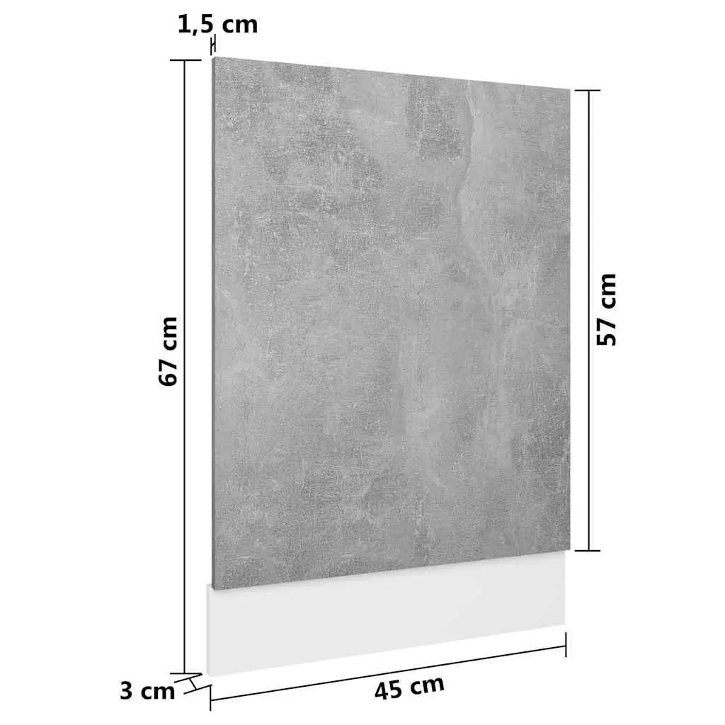 Grey Dishwasher Panel 45x3x67cm for Kitchen