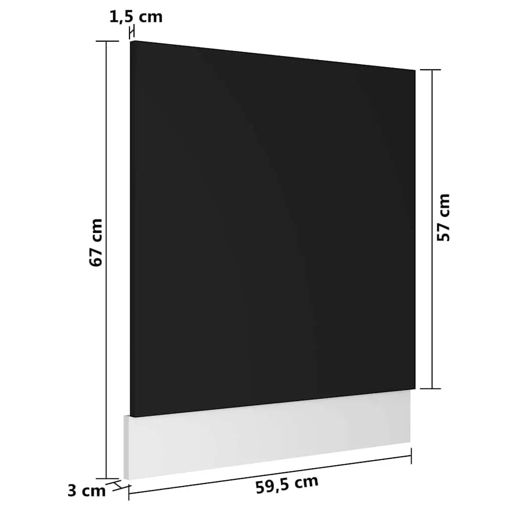 Black Engineered Wood Dishwasher Panel 59.5x67cm