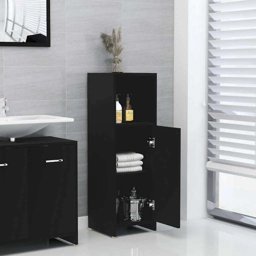 Bathroom Cabinet Engineered Wood 30x30x95 cm Black