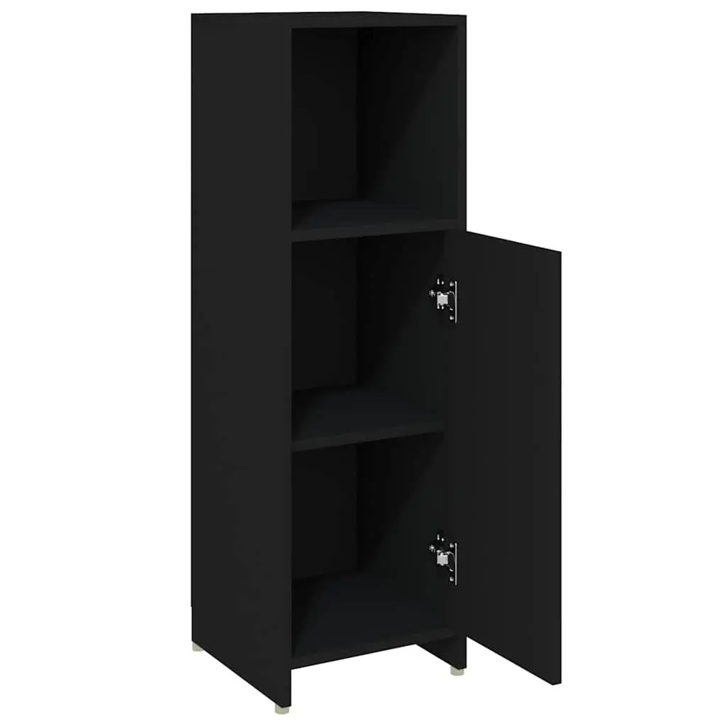 Bathroom Cabinet Engineered Wood 30x30x95 cm Black
