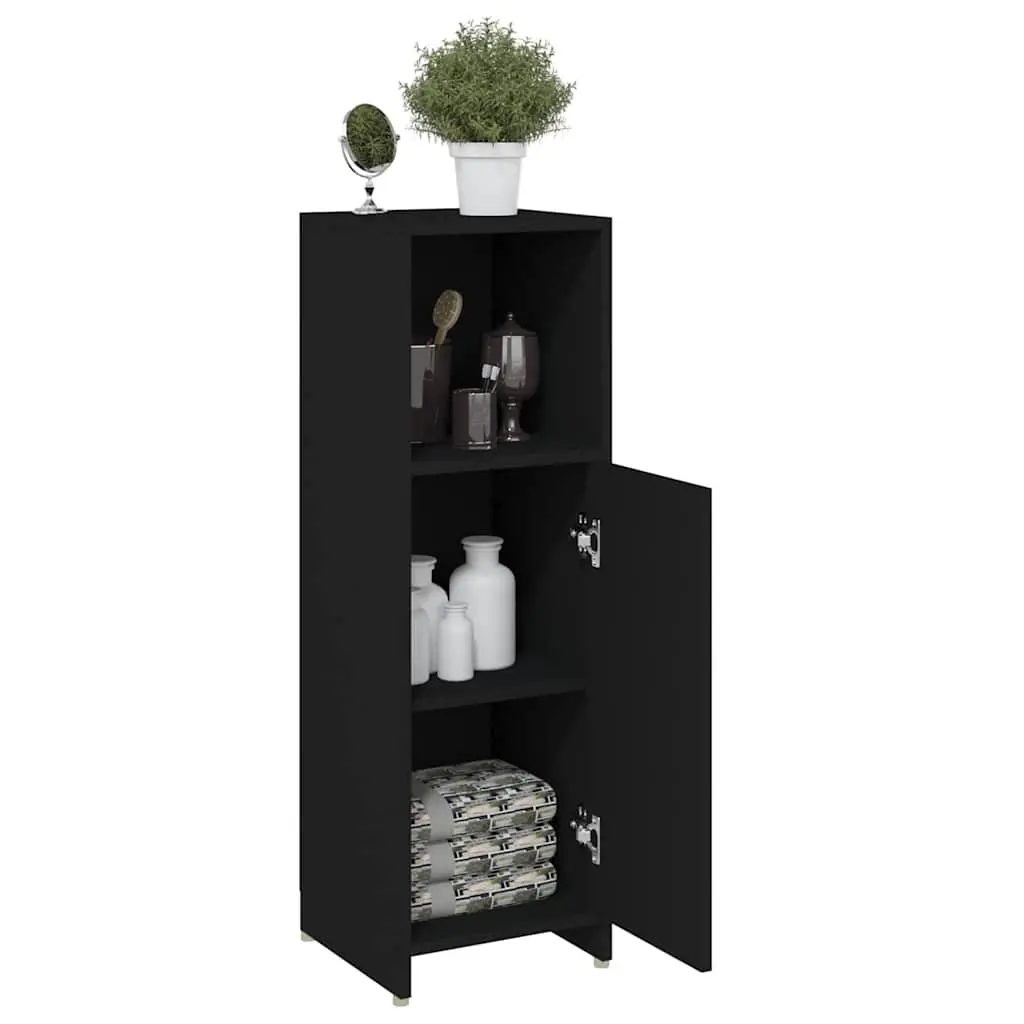 Bathroom Cabinet Engineered Wood 30x30x95 cm Black