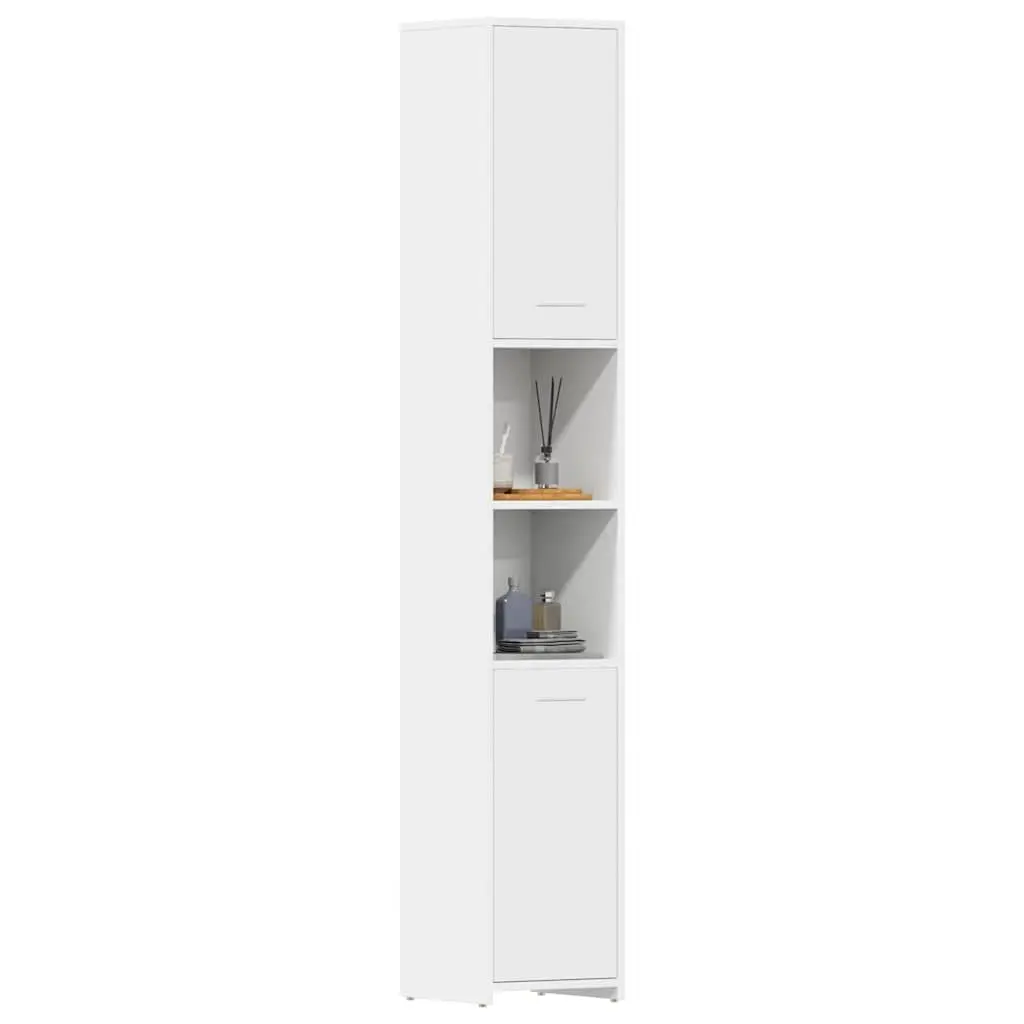 White Bathroom Cabinet 30x30x183.5 cm with Doors