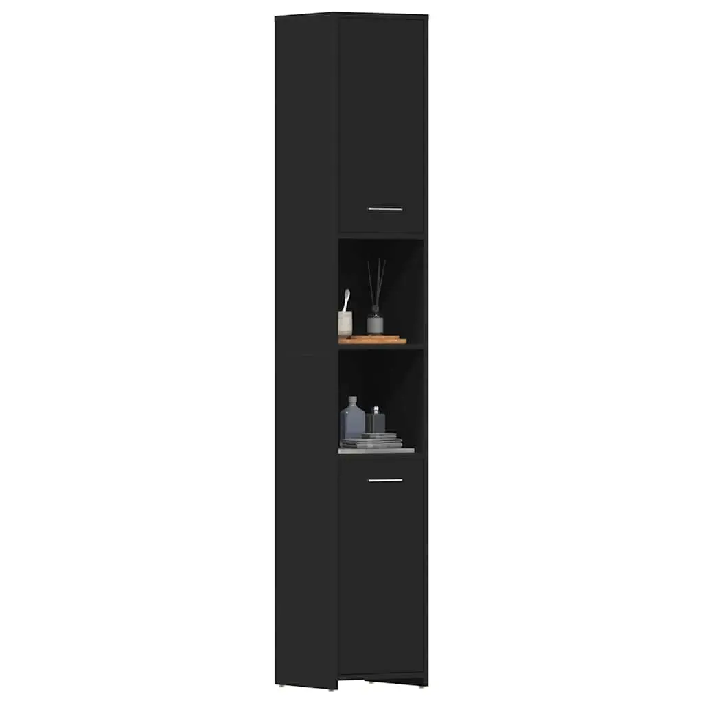 Black Bathroom Storage Cabinet with 6 Compartments