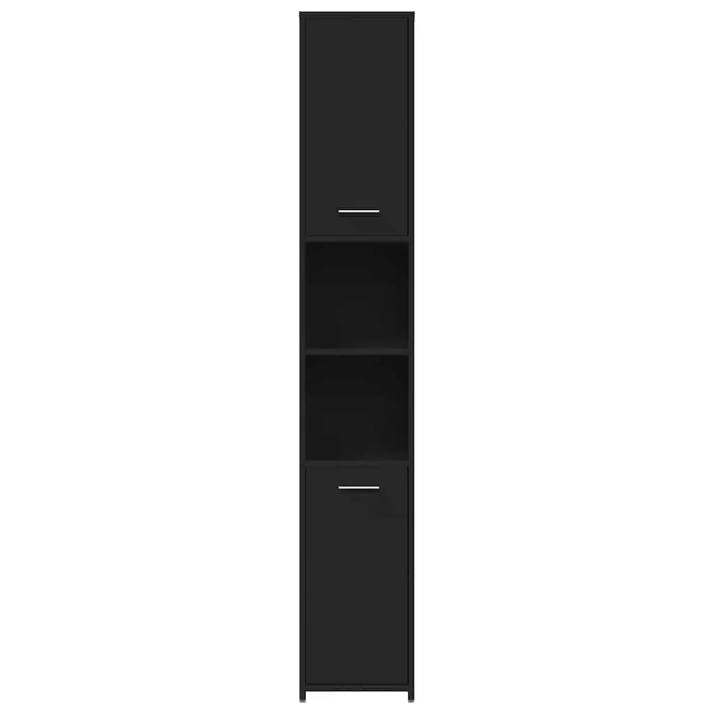Black Bathroom Storage Cabinet with 6 Compartments
