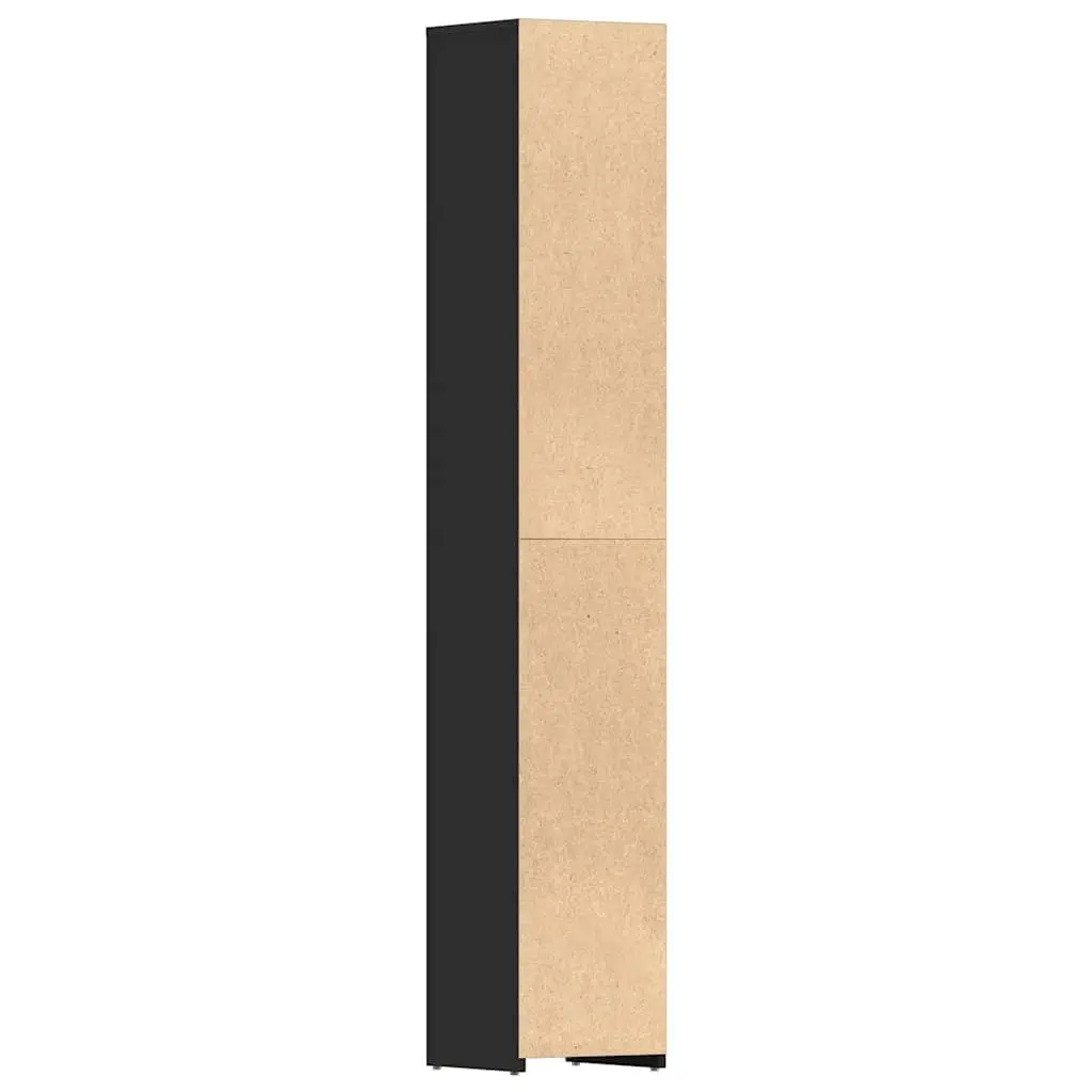 Black Bathroom Storage Cabinet with 6 Compartments