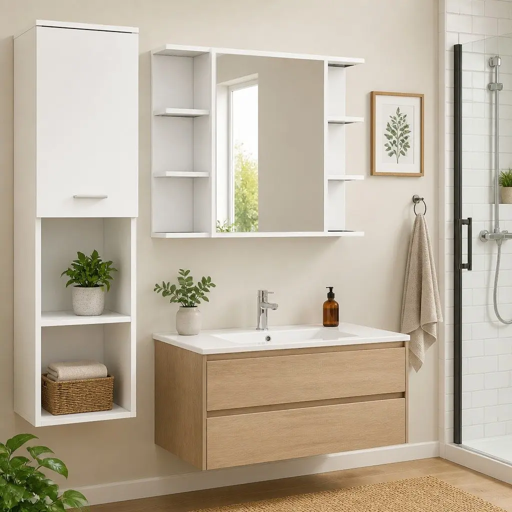 Wall-Mounted Bathroom Mirror Cabinet in White