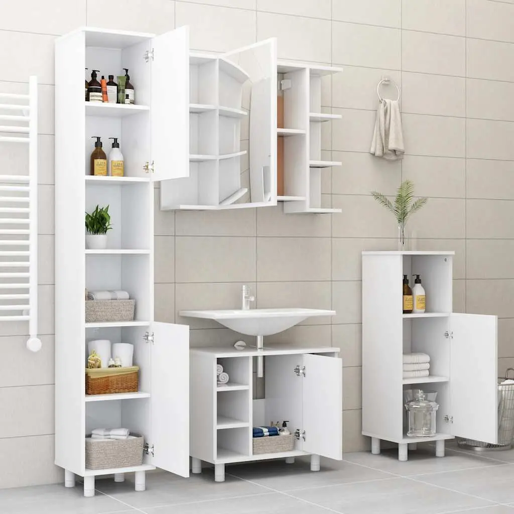 Wall-Mounted Bathroom Mirror Cabinet in White