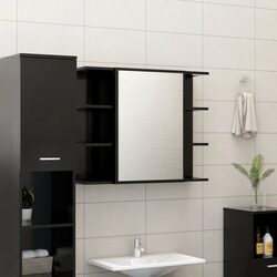 Stylish Black Wall-Mounted Bathroom Mirror Cabinet
