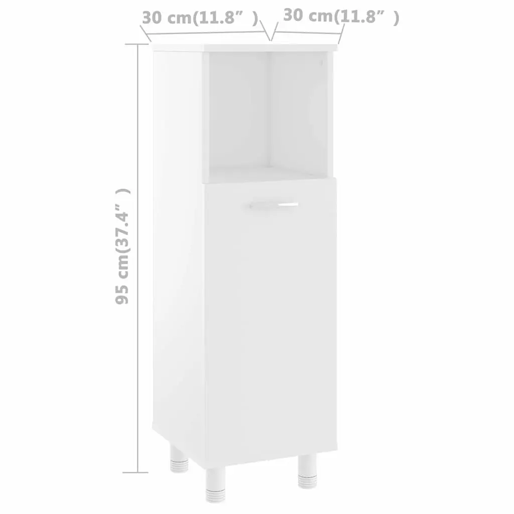 White Bathroom Storage Cabinet with 3 Compartments
