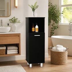 Black Bathroom Cabinet - Modern Engineered Wood Storage