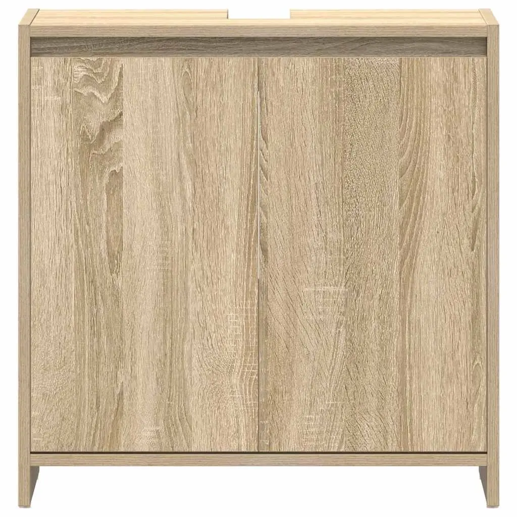 Brown Engineered Wood Bathroom Cabinet with Doors