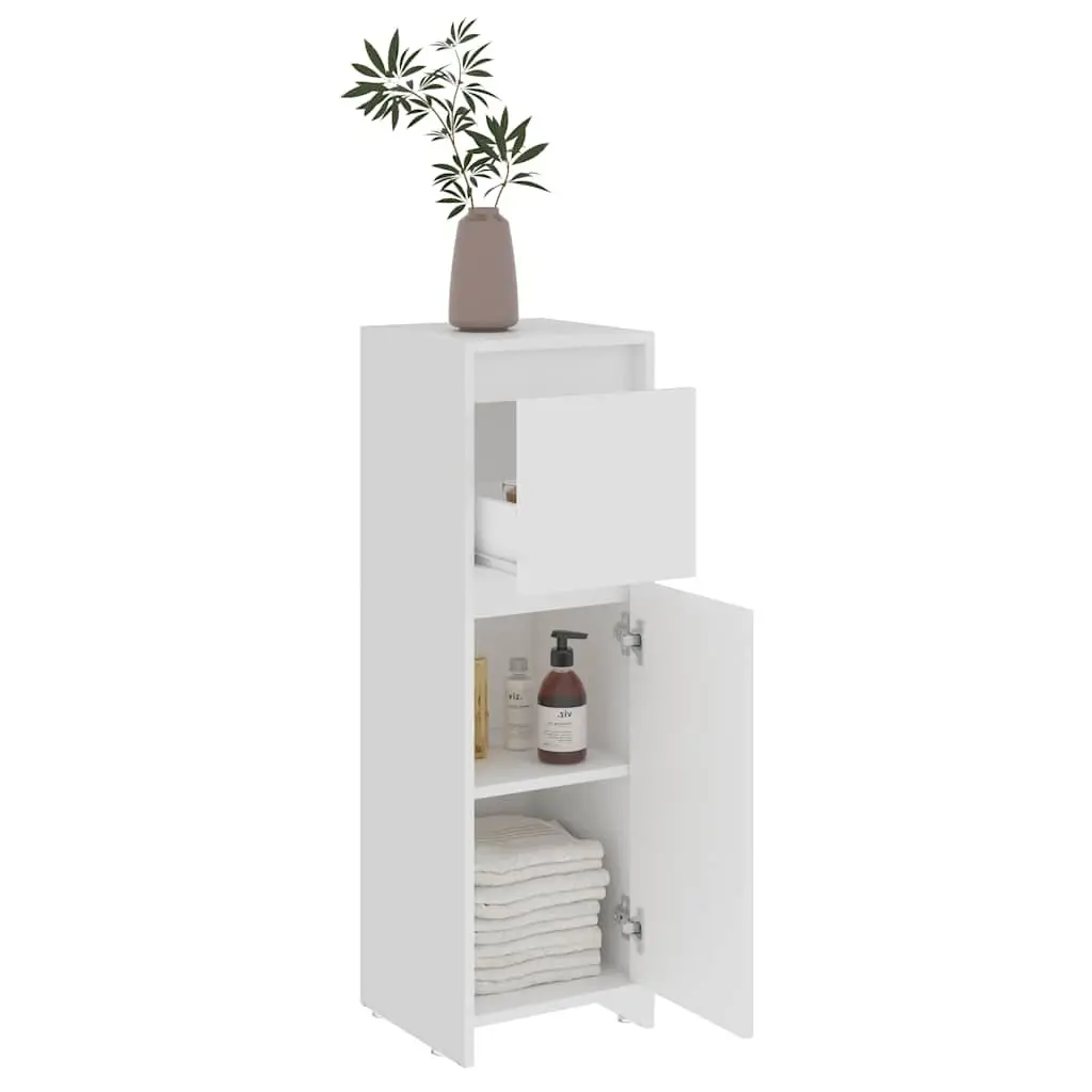 30x30x95 cm White Bathroom Cabinet with Drawer