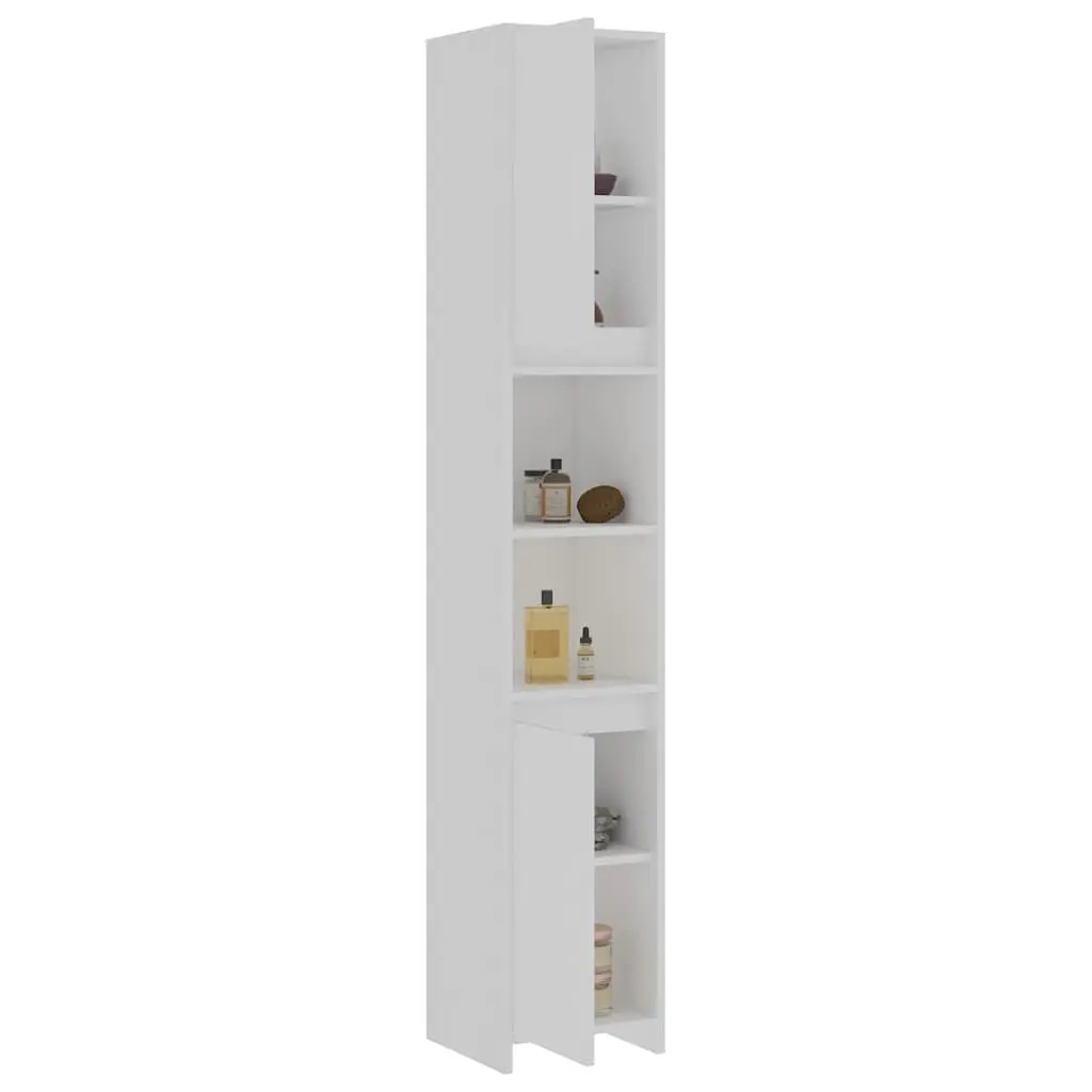 White Bathroom Cabinet with 6 Compartments
