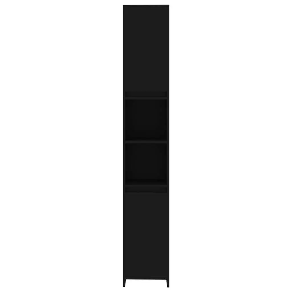 Black Bathroom Cabinet with 6 Storage Compartments