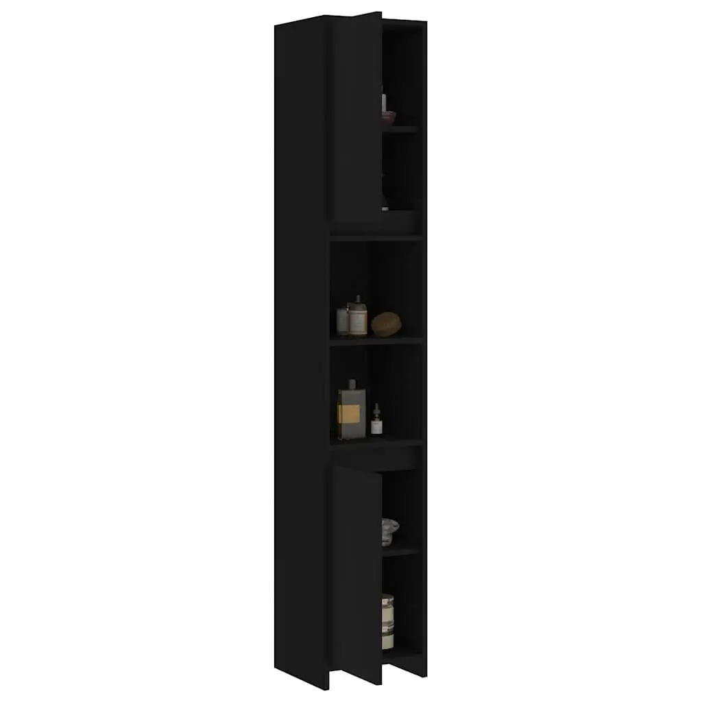 Black Bathroom Cabinet with 6 Storage Compartments