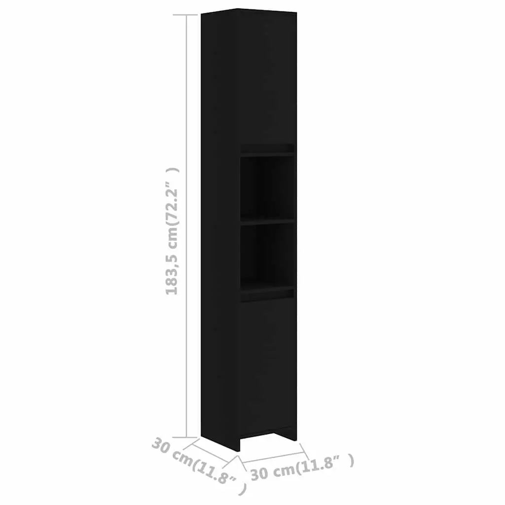 Black Bathroom Cabinet with 6 Storage Compartments