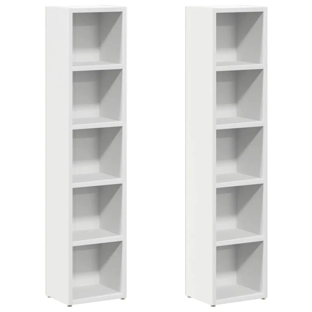 Engineered Wood CD Storage Cabinet, 2-Piece Set in White