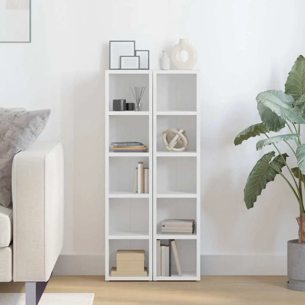 Engineered Wood CD Storage Cabinet, 2-Piece Set in White