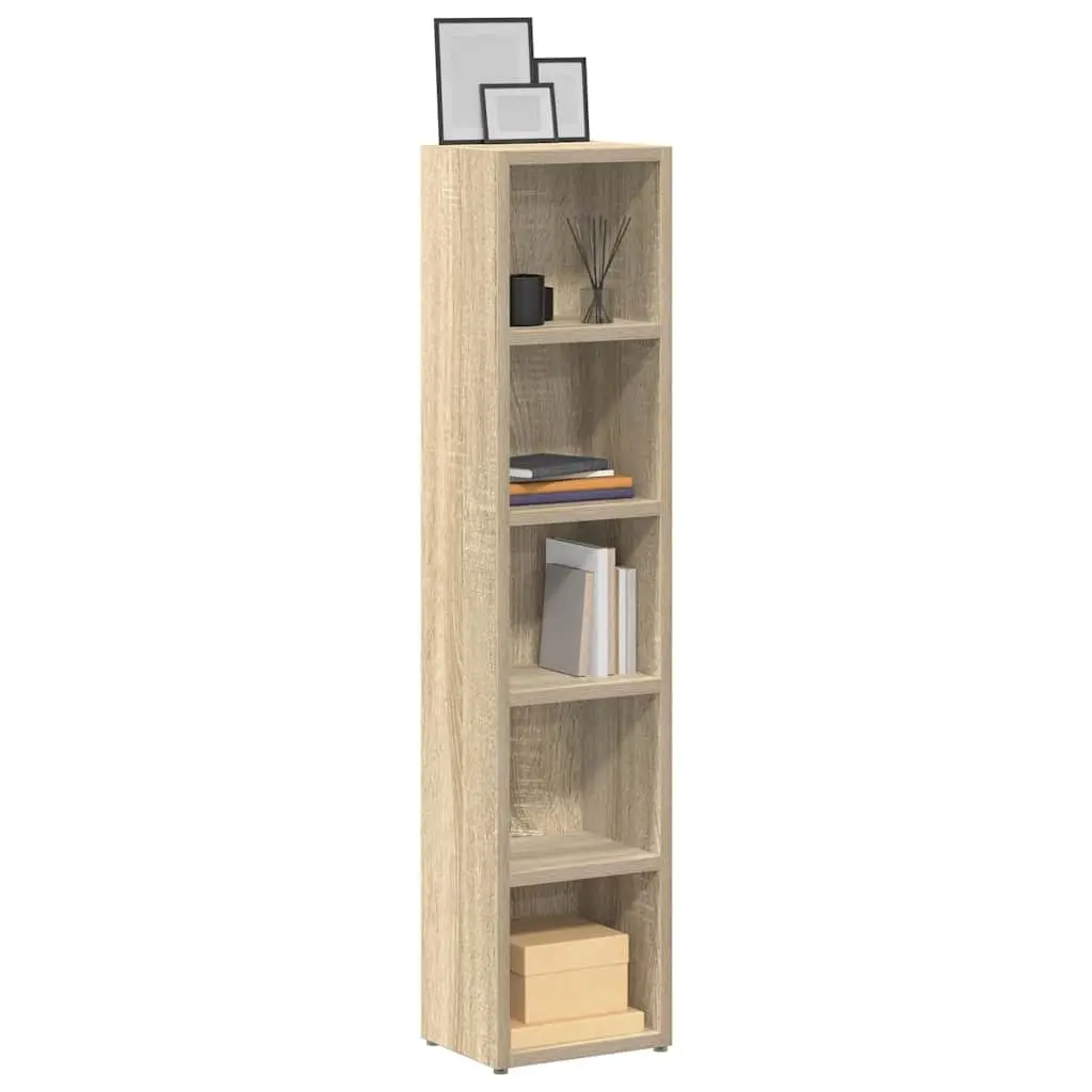 CD Cabinets Engineered Wood 21 x 16 x 93.5 cm Sonoma Oak 2 Piece Tall Slim Media Storage Rack