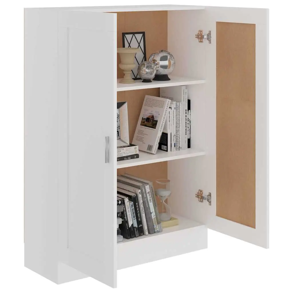White Book Cabinet with Doors and Compartments