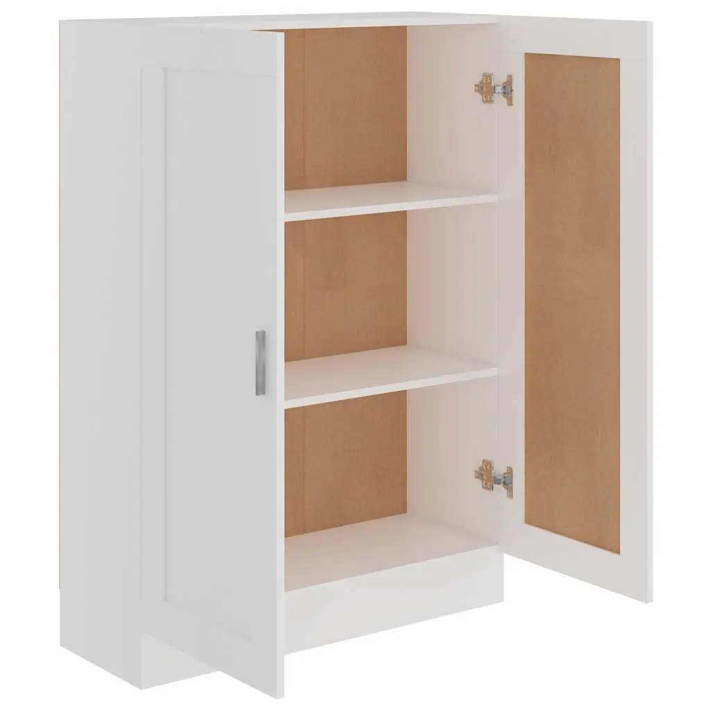 White Book Cabinet with Doors and Compartments