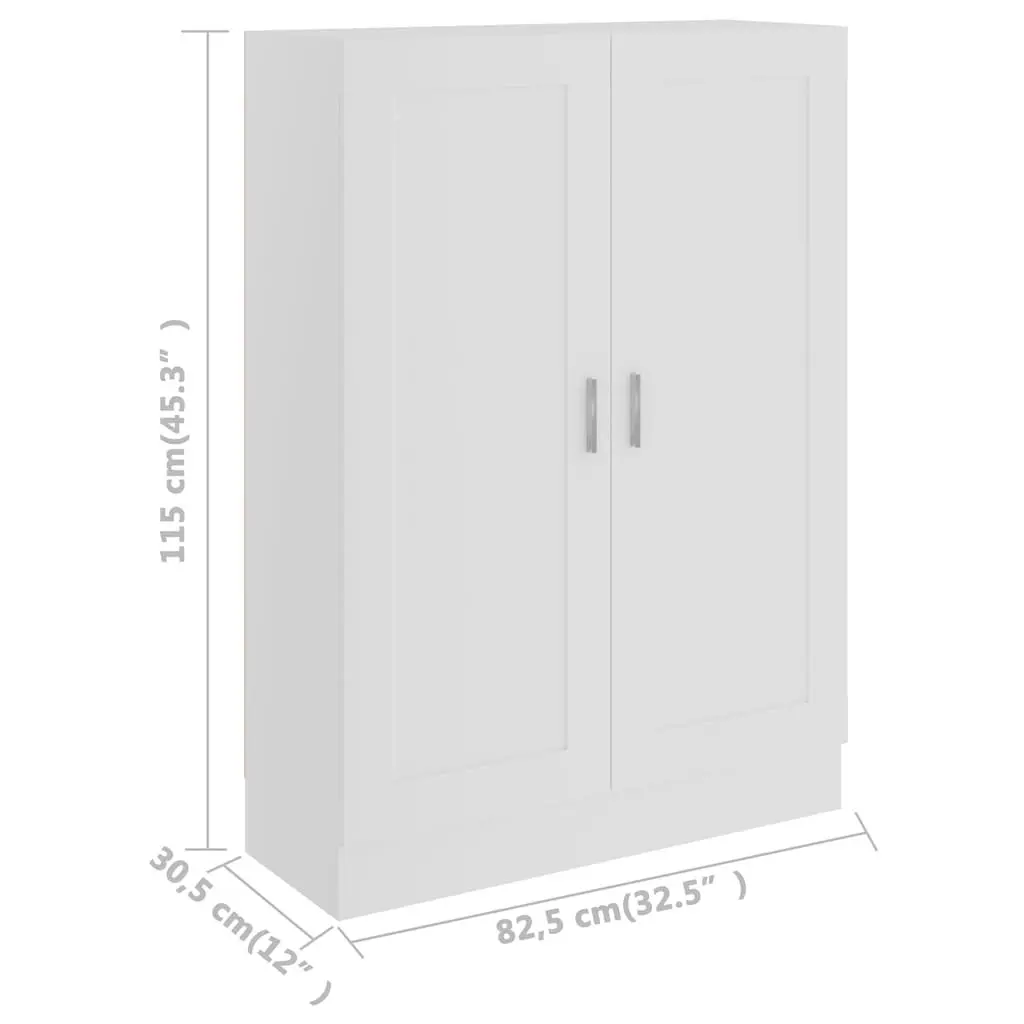 White Book Cabinet with Doors and Compartments