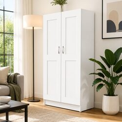 Sturdy White Engineered Wood Book Cabinet with 4 Compartments