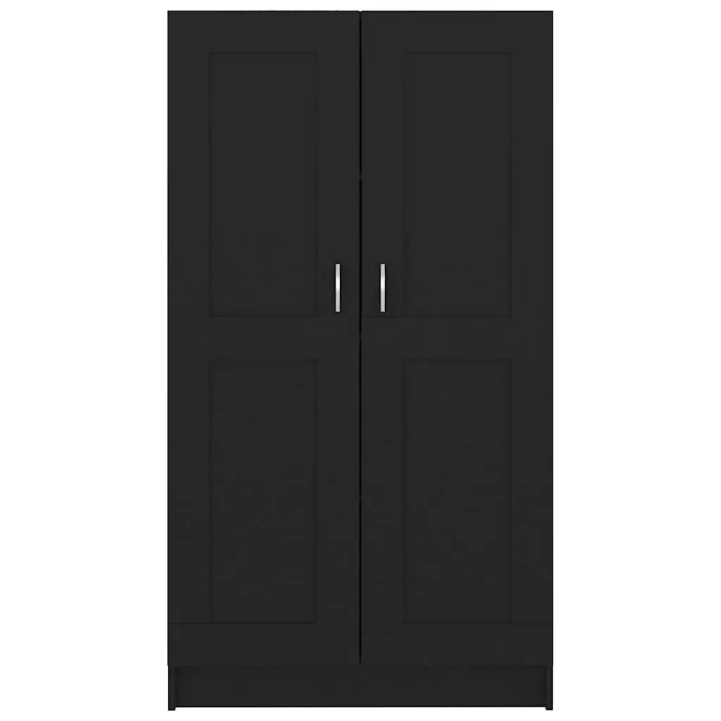Book Cabinet Engineered Wood 82.5 cm Black Storage Shelving Unit with Doors Compartments