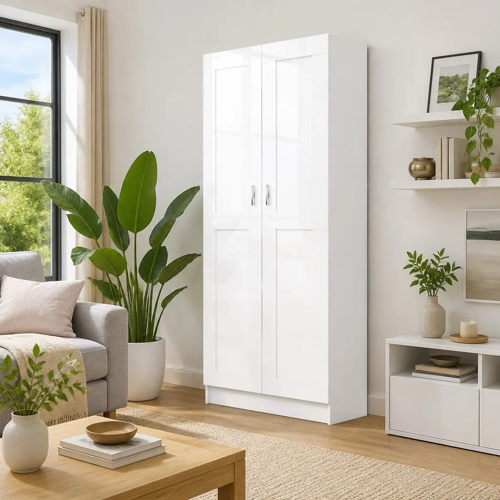White Book Cabinet with 5 Spacious Compartments