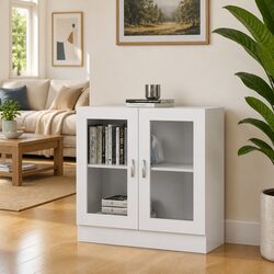 Elegant White Vitrine Cabinet for Books and Display