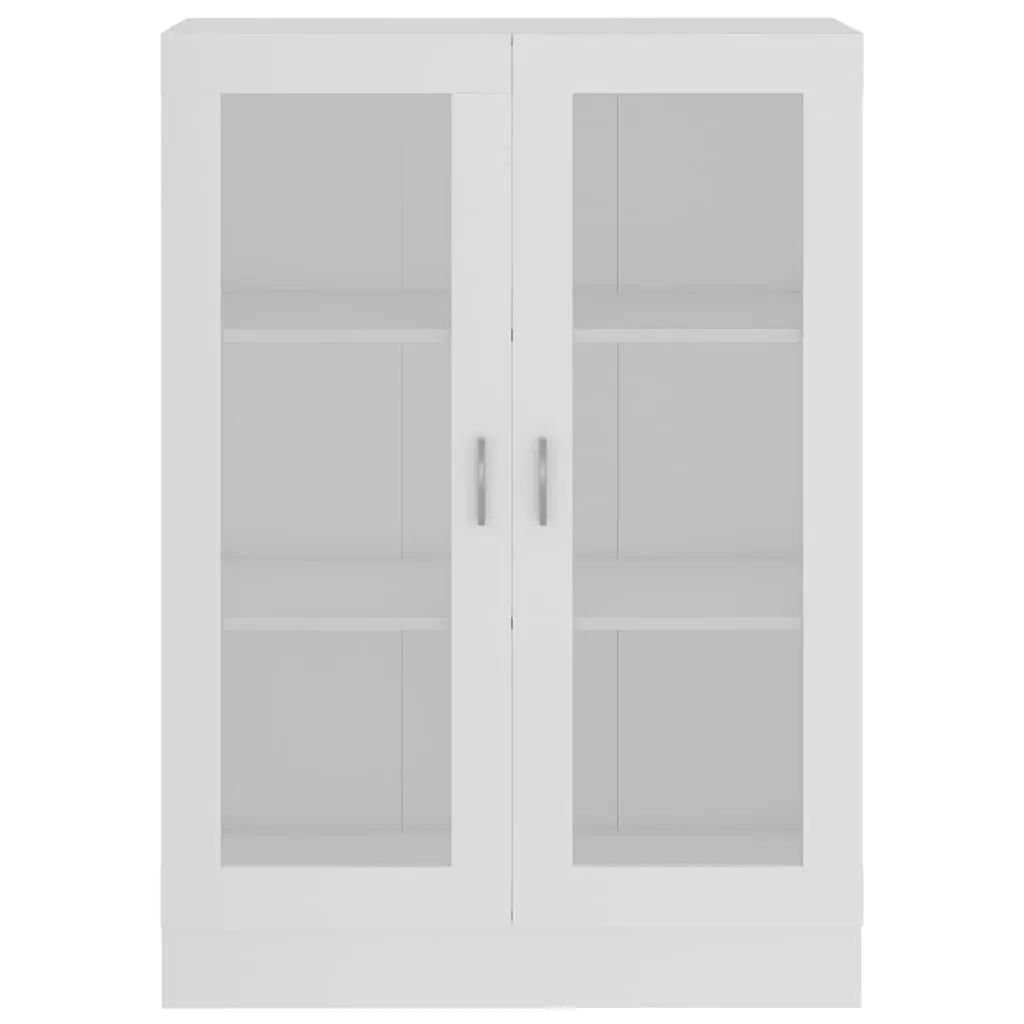 White Engineered Wood Vitrine Cabinet with Storage