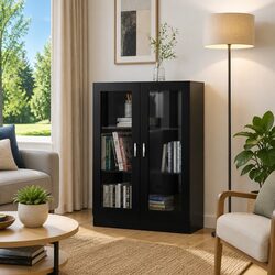Stylish Black Vitrine Cabinet with Ample Storage