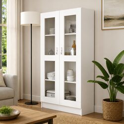Stylish White Vitrine Cabinet with Spacious Storage