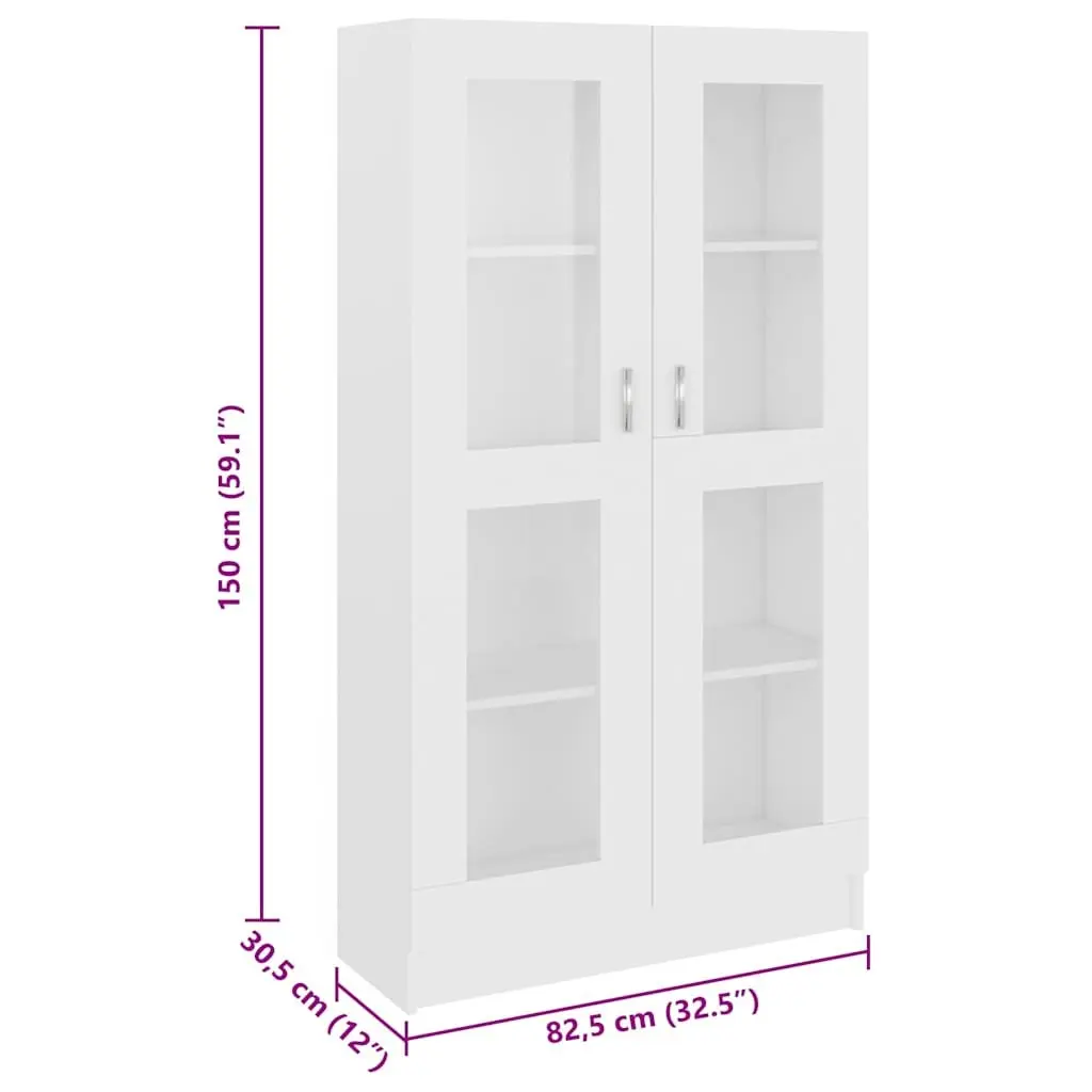 Vitrine Cabinet Engineered Wood 82.5x30.5x150cm White
