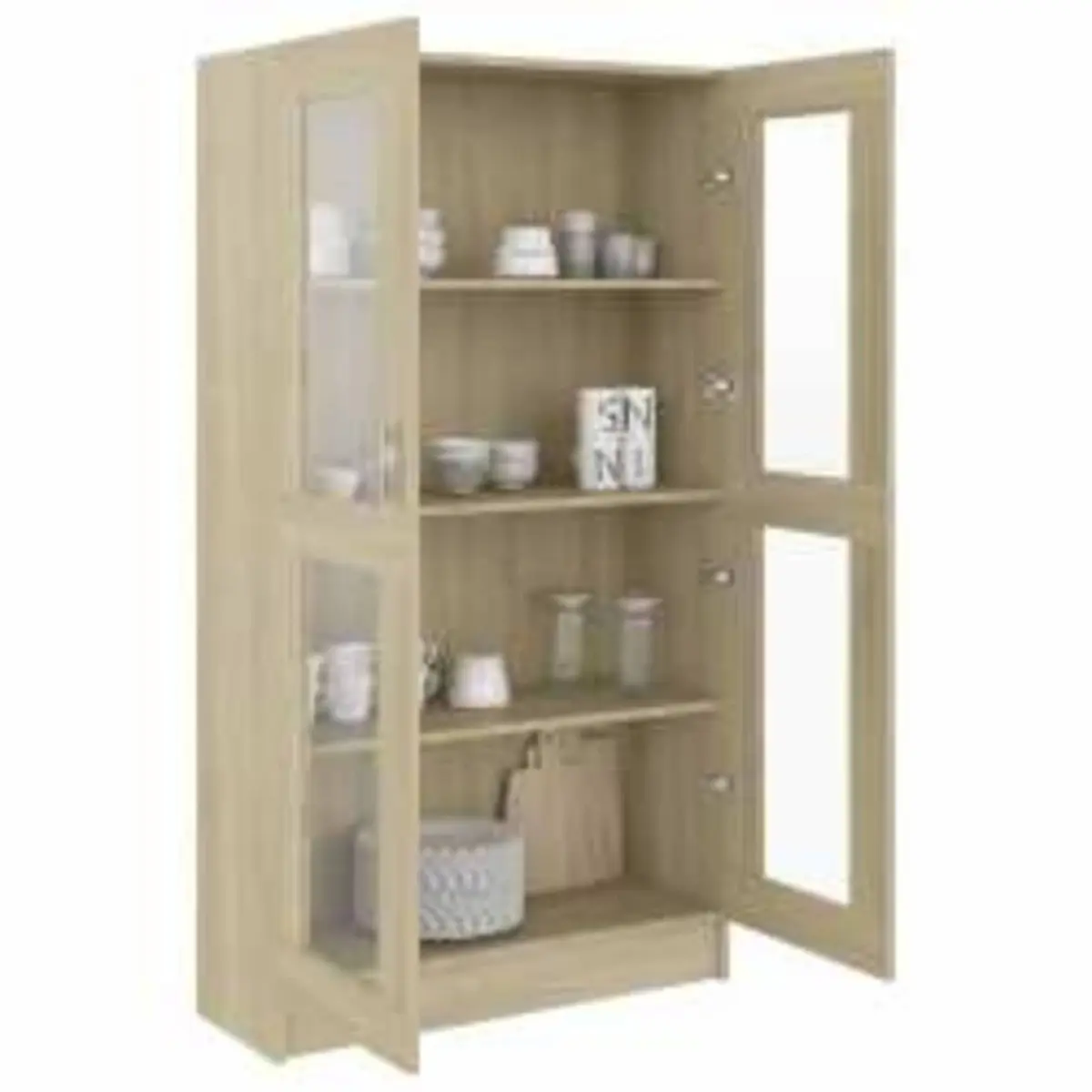 Engineered Wood Vitrine Cabinet with 4 Compartments
