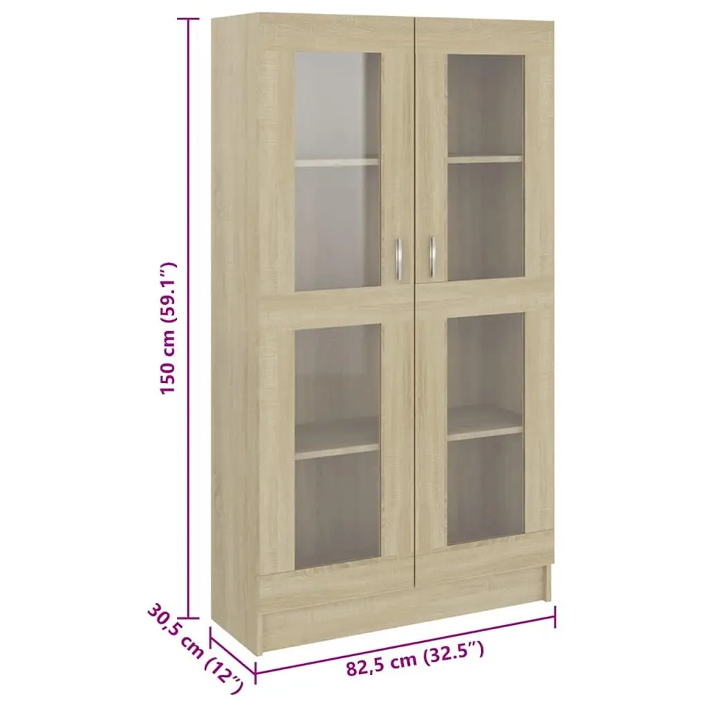 Engineered Wood Vitrine Cabinet with 4 Compartments
