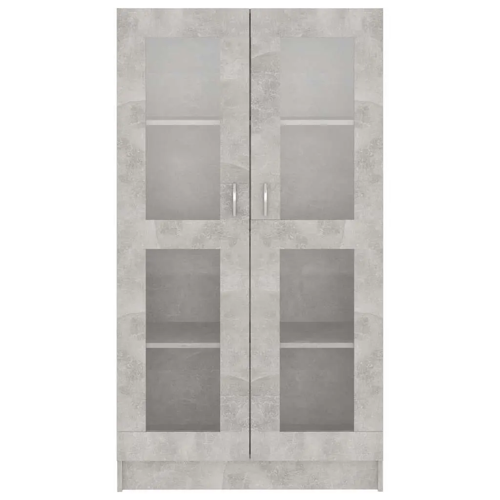 Grey Engineered Wood Vitrine Cabinet with 4 Compartments