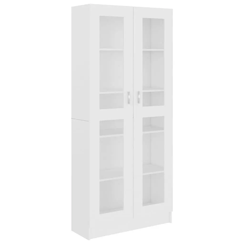 Vitrine Cabinet Engineered Wood 82.5x30.5x185 cm White Storage Bookcase Shelving Display Unit