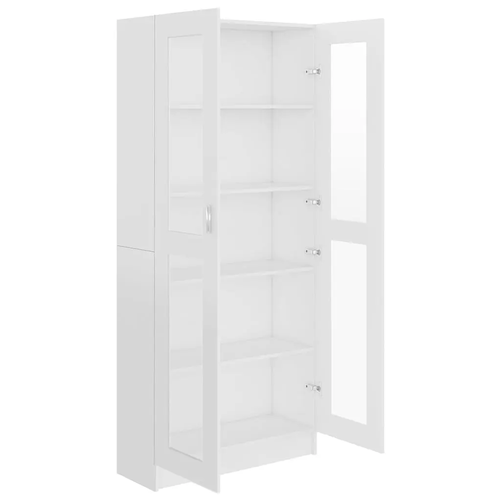 Vitrine Cabinet Engineered Wood 82.5x30.5x185 cm White Storage Bookcase Shelving Display Unit