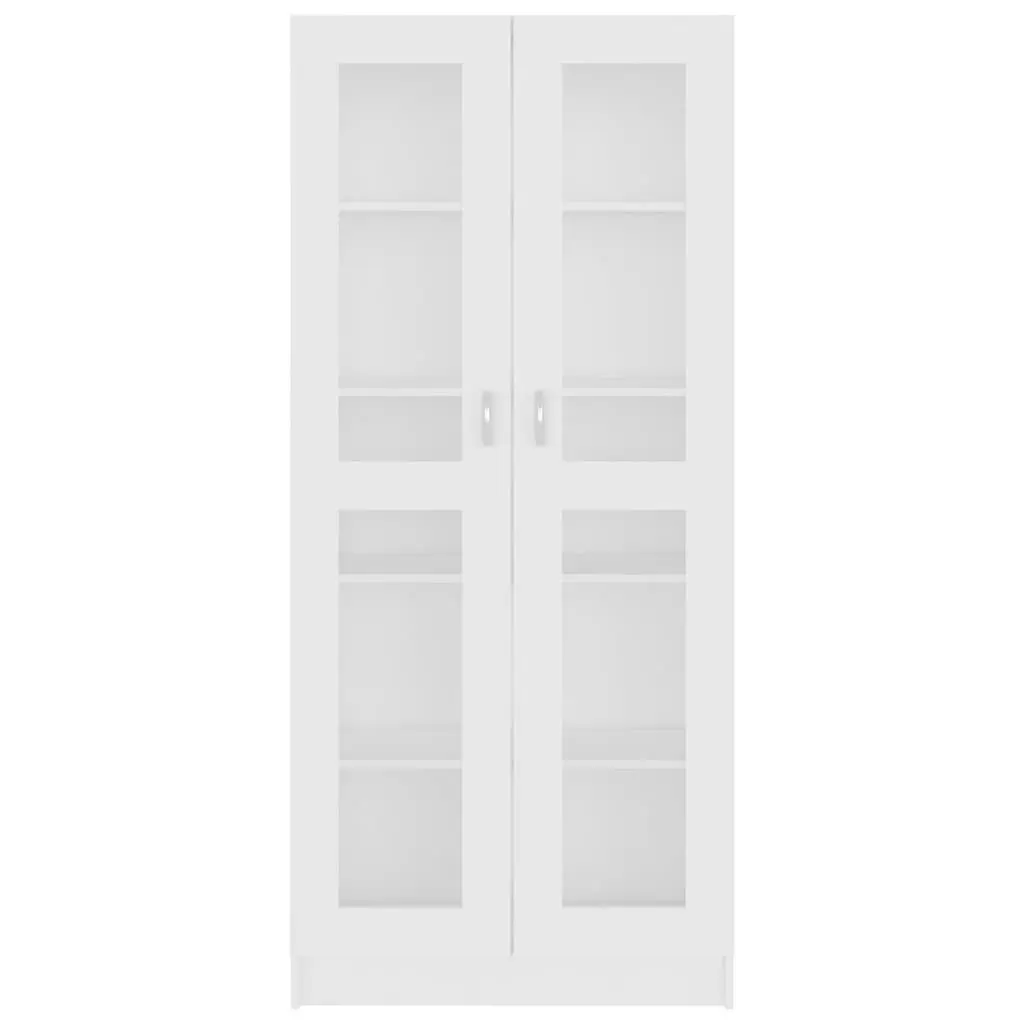 Vitrine Cabinet Engineered Wood 82.5x30.5x185 cm White Storage Bookcase Shelving Display Unit