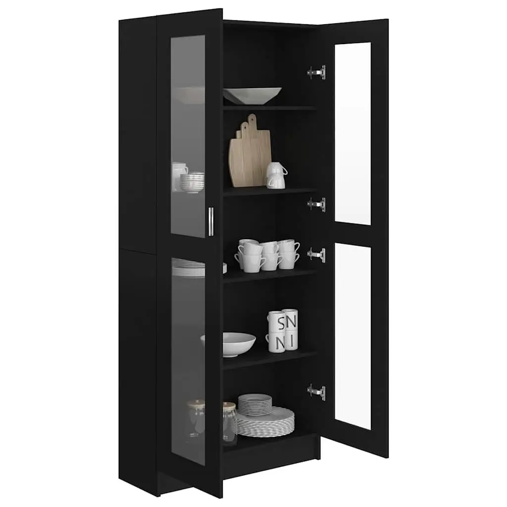 Black Display Cabinet with 5 Compartments