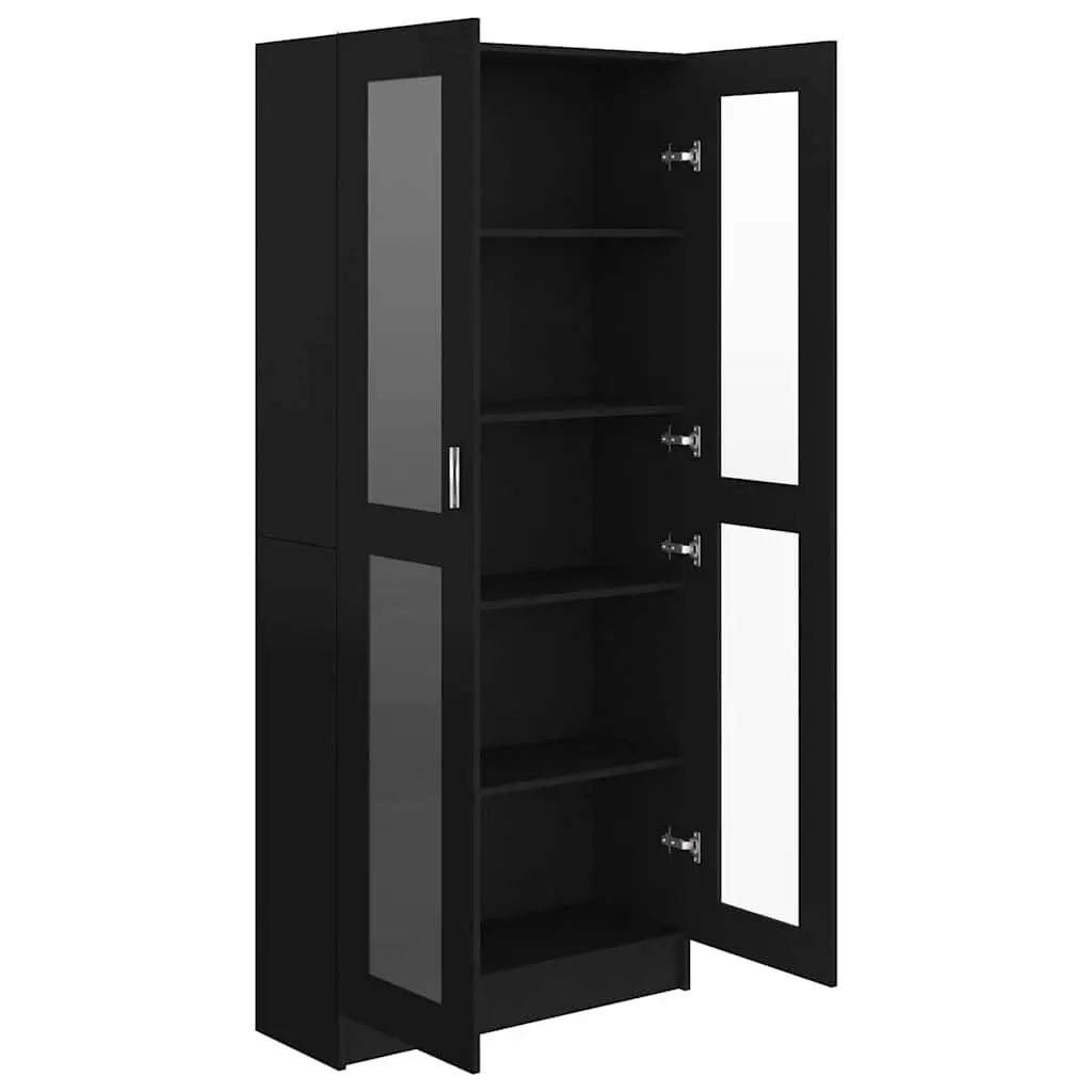 Black Display Cabinet with 5 Compartments