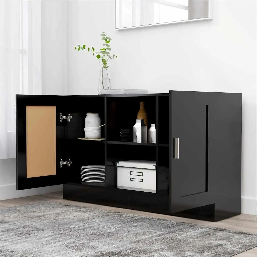 Black Storage Cabinet with 2 Doors and 2 Compartments