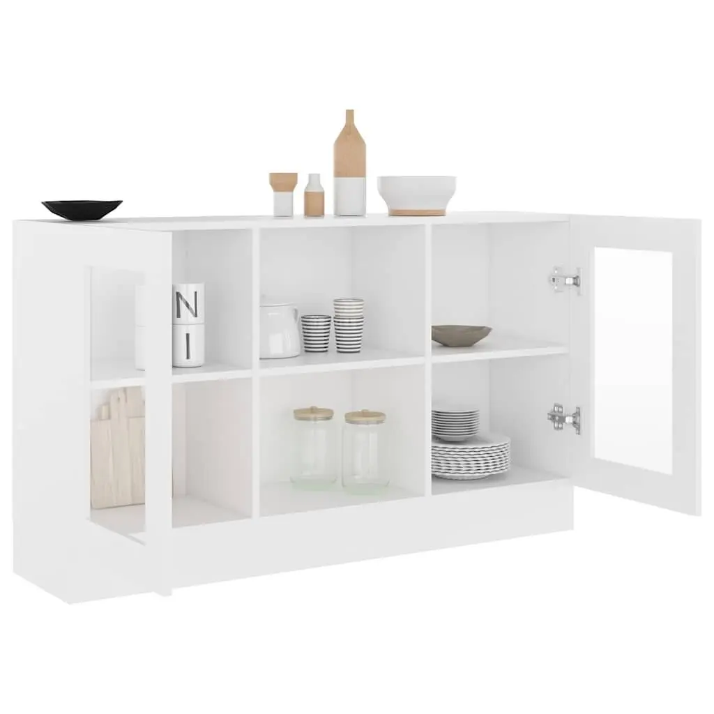 White Vitrine Cabinet with Display and Storage