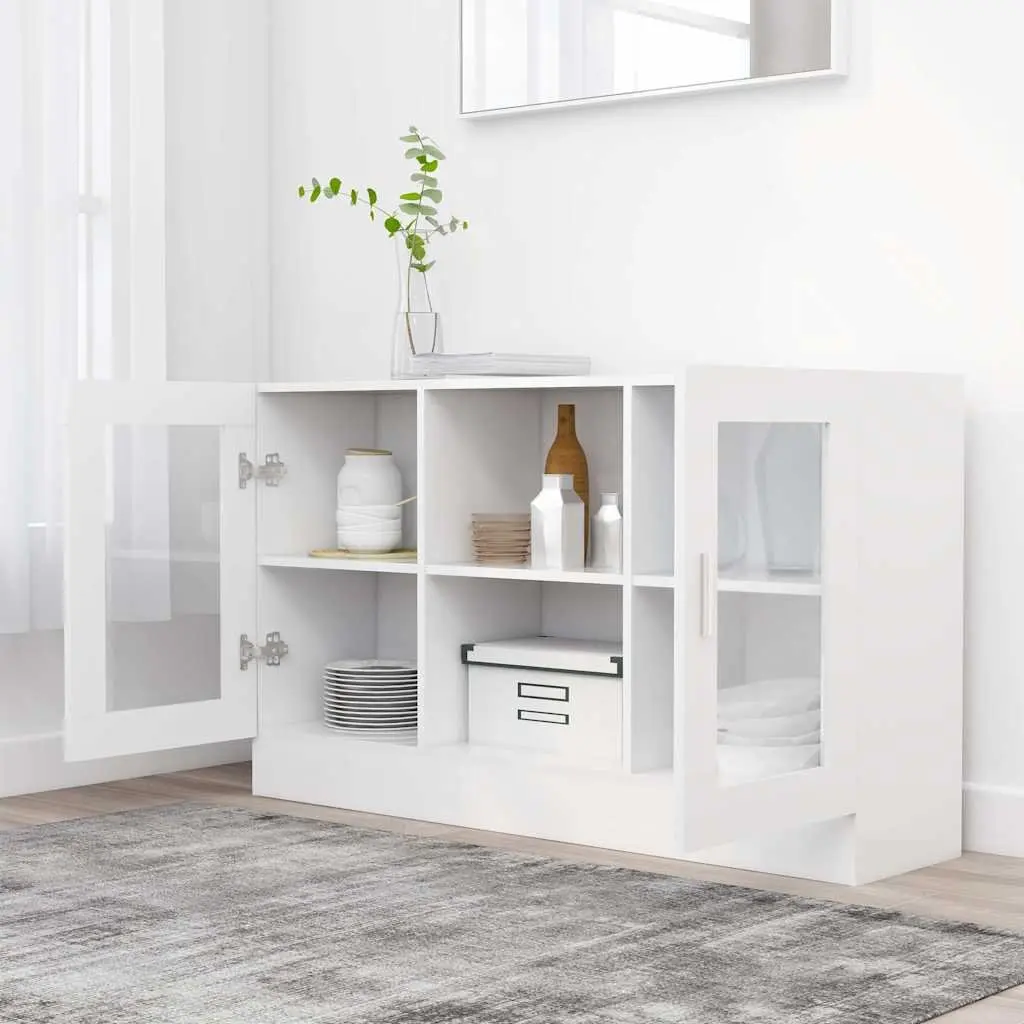White Vitrine Cabinet with Display and Storage
