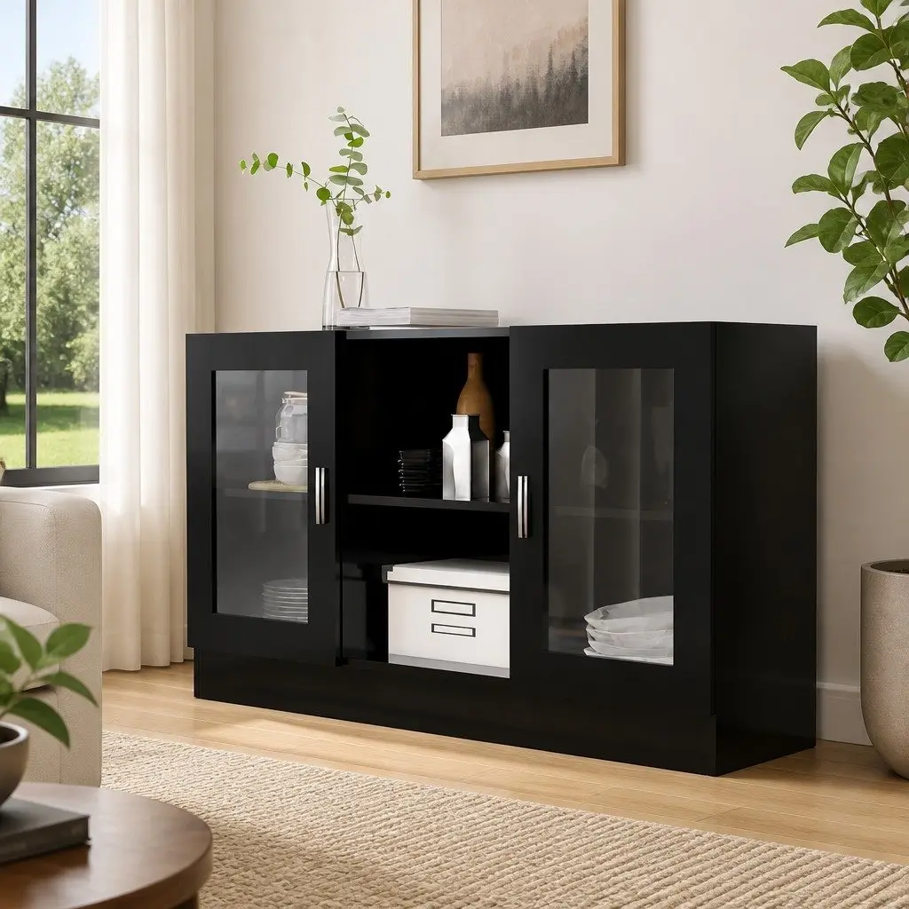 Black Vitrine Cabinet with Durable Build