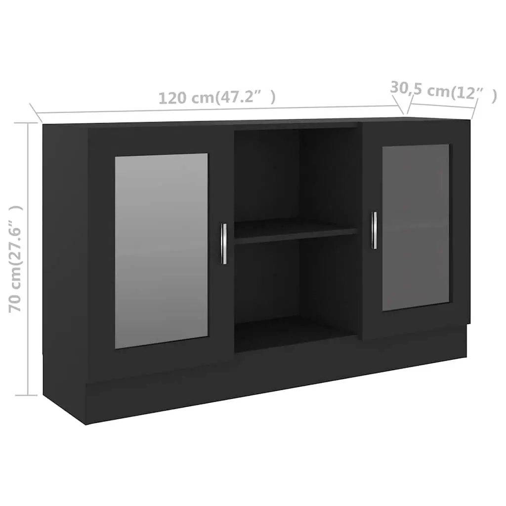 Black Vitrine Cabinet with Durable Build