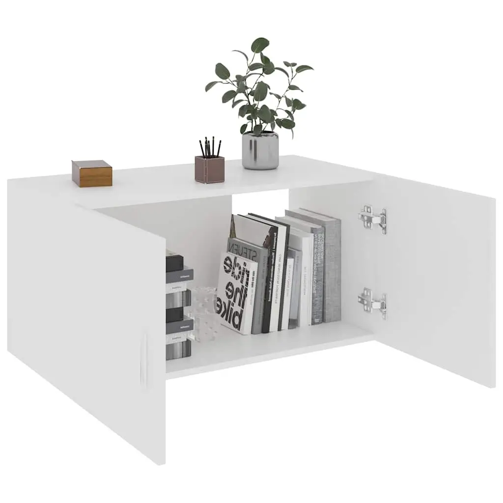 Wall Mounted Cabinet Engineered Wood 80x39x40cm White Storage Shelving Unit with Doors