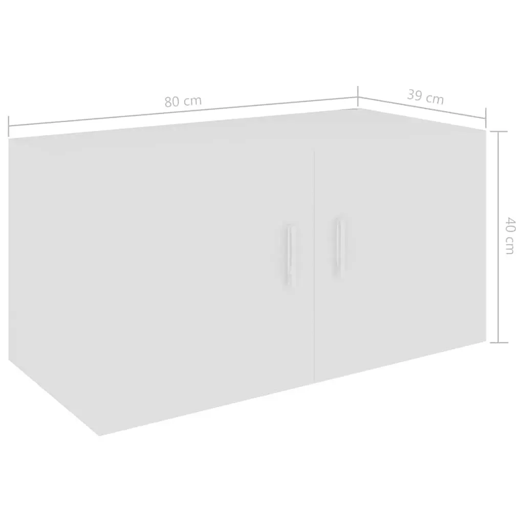 Wall Mounted Cabinet Engineered Wood 80x39x40cm White Storage Shelving Unit with Doors